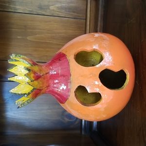 Very unique, artisan made, gourd, jack o-lantern, halloween, pumpkin